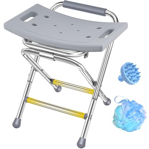 foldable shower stool seniors compact